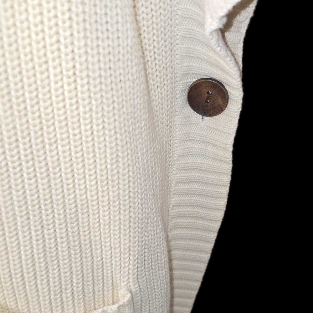 Coldwater Creek 1X Heavy Ribbed Cotton Poncho Cape Sweater Cream - Picture 4 of 9